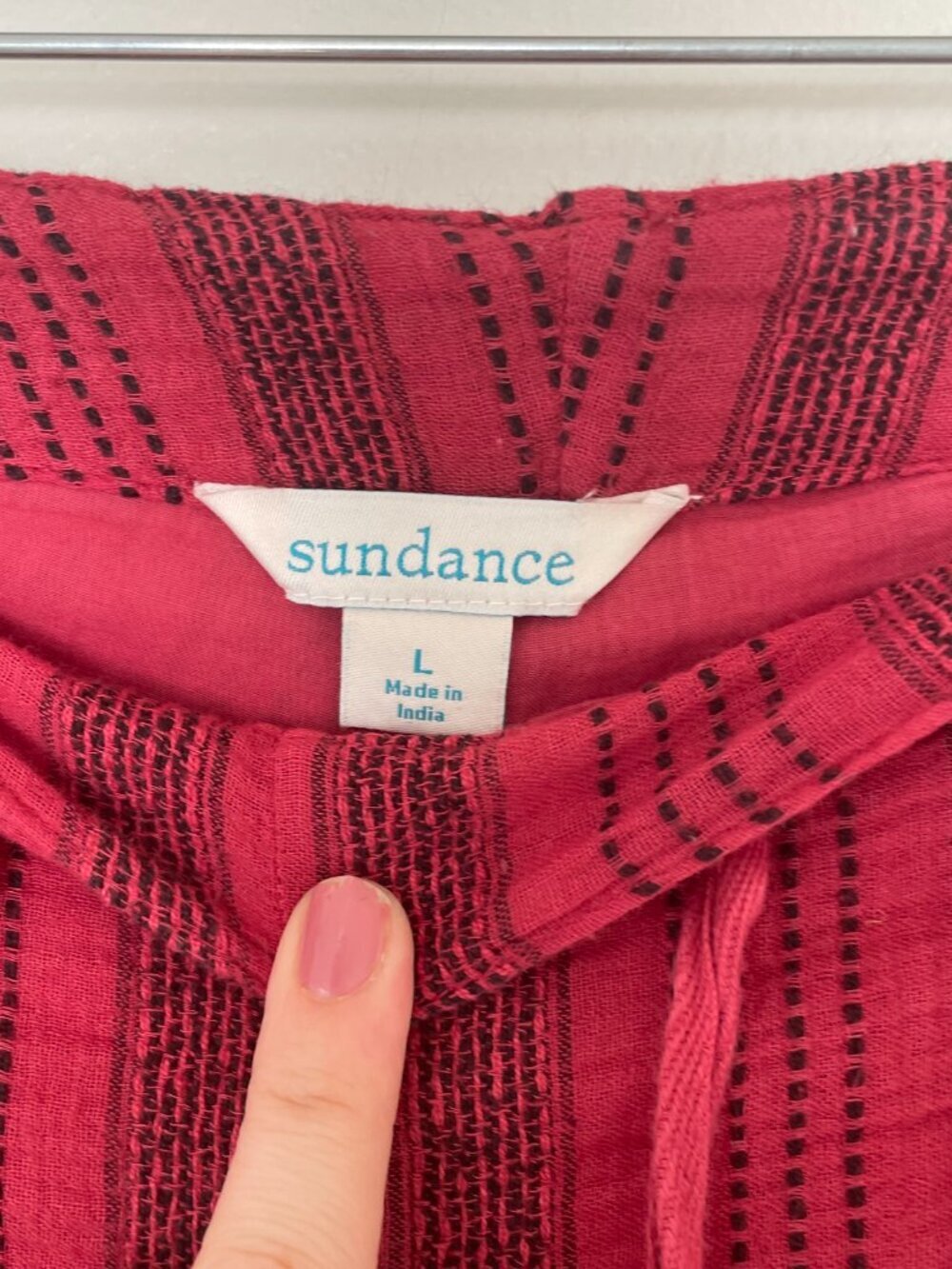 Sundance Shobu Red Stripe Cotton Gauze Pull On Pants Size Large - Picture 3 of 6